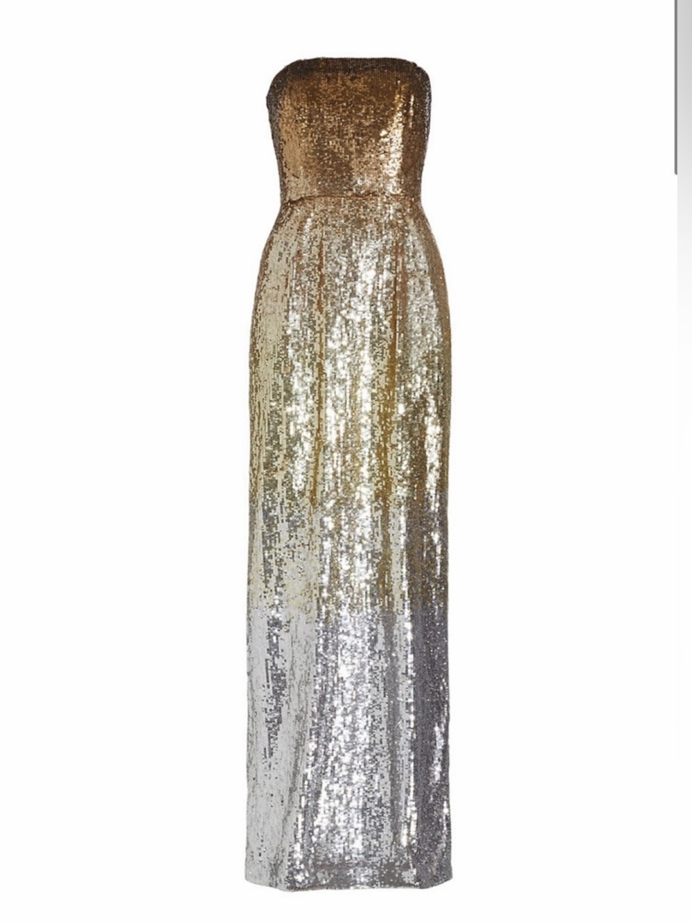 NWT Oscar de la Renta Gold Silver Ombré Sequin Embellished Gown Size 0